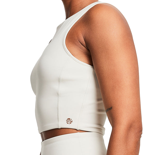 Bahé Yoga REFORMA HIGH NECK LONGLINE CROP COCONUT