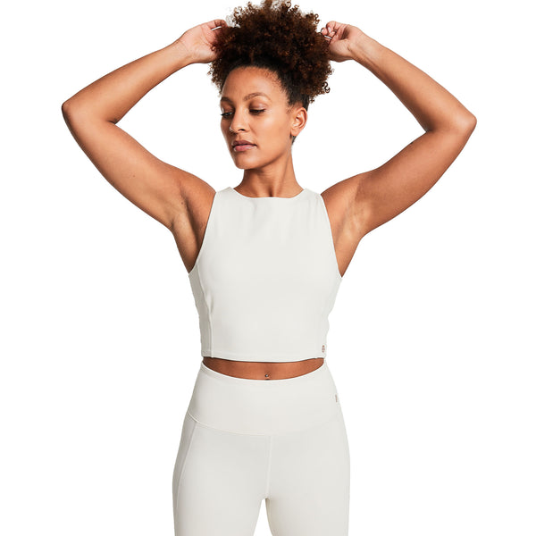 bahé yoga REFORMA HIGH NECK LONGLINE CROP COCONUT