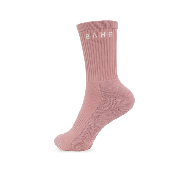 bahé yoga STUDIO GRIPPY CREW SOCKS MAUVE