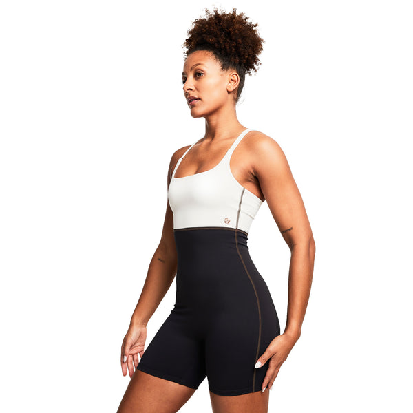 Bahé Yoga SUPERFLEXI SHORT ONESIE 5" COCONUT/BLACK