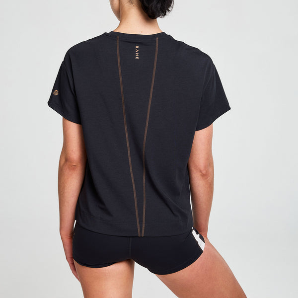 Bahé Yoga ZEPHYR EVERYDAY CREW NECK TEE BLACK