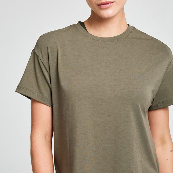 bahé yoga ZEPHYR EVERYDAY CREW NECK TEE KHAKI