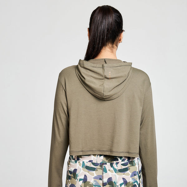 Bahé Yoga ZEPHYR SHORT BOXY HOODED TEE KHAKI