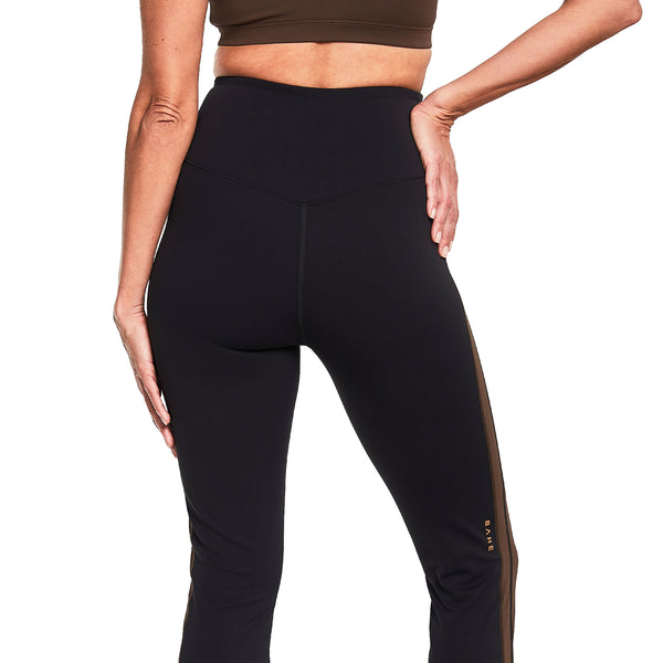 Bahé Yoga GODDESS HIGH-RISE FLARE LEGGING FULL LENGTH BLACK/CIN STRIPE