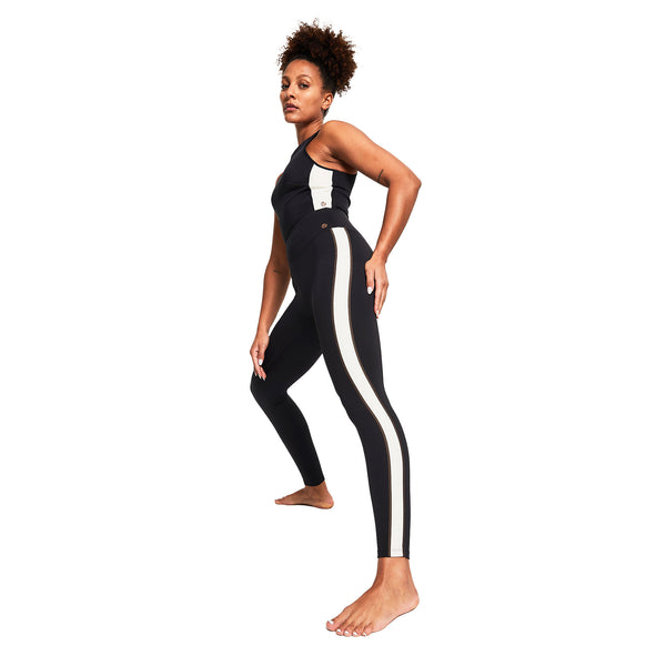 bahé yoga REFORMA SIDE STRIPE HIGH-RISE LEGGING FULL LENGTH BLACK