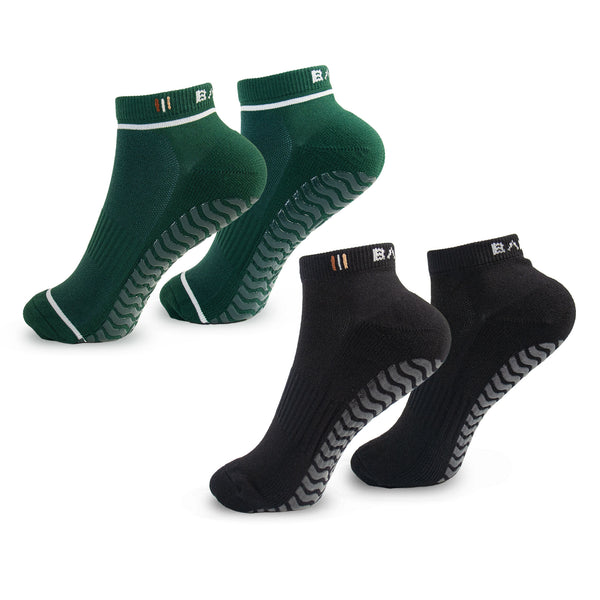 bahé yoga STUDIO GRIPPY ANKLE SOCKS 2 PACK ANTHRACITE/FOREST GREEN