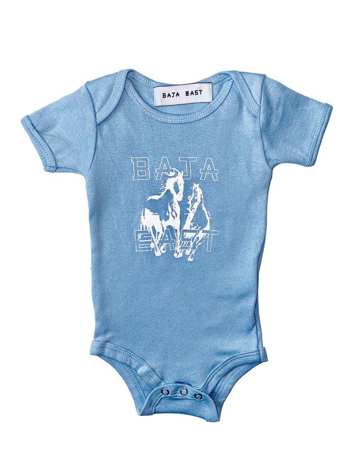 baja east Baby Onesie with Freedom Horses In Sky