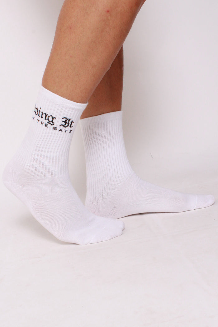 Baja East "Doing It For The Gays" Socks In White