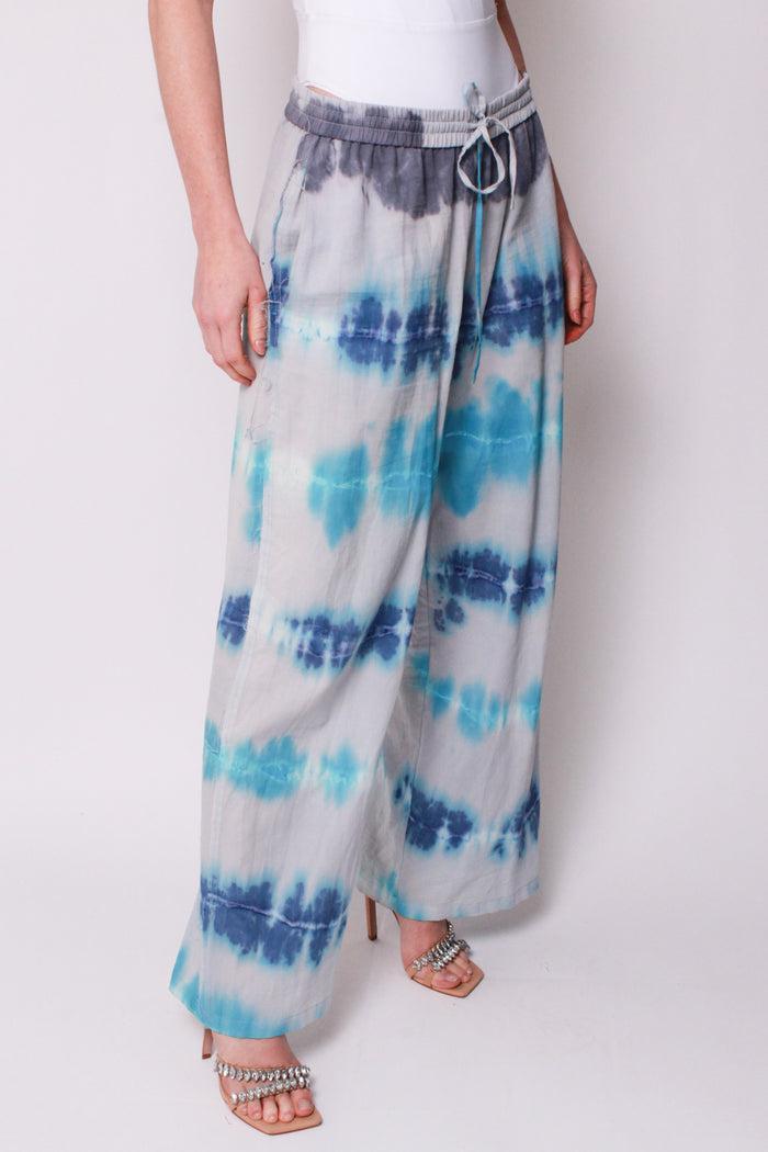 Baja East Wide Leg Pant In Tidal Tie-Dye