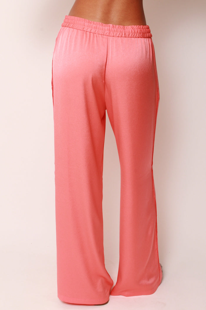 Baja East Wide Leg Pants In Coral Crepe