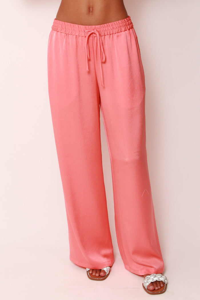 Baja East Wide Leg Pants In Coral Crepe