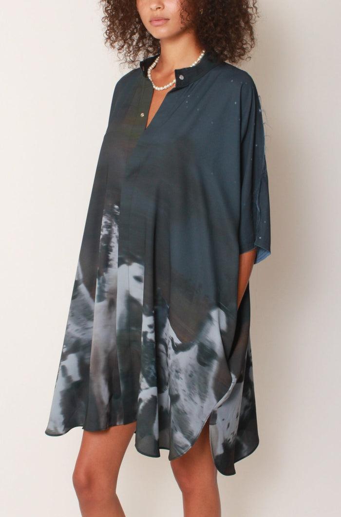 Baja East Kaftan Tunic In Midnight Wild Horses Crepe