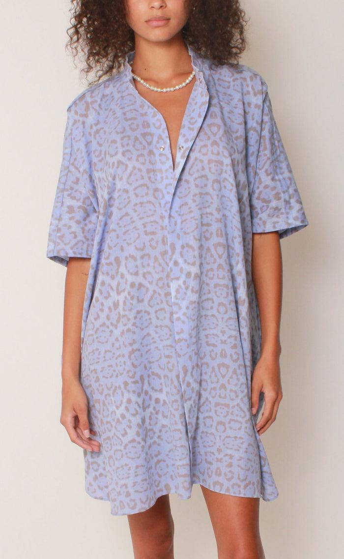 Baja East Kaftan Tunic In Pacific Jaguar Cotton Voile