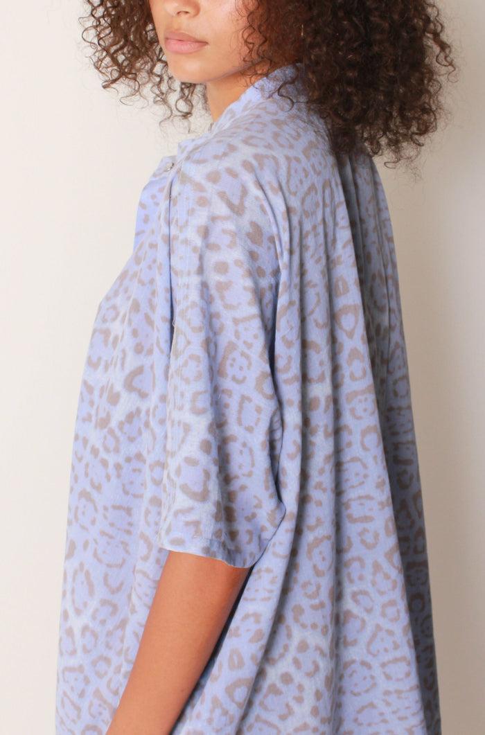 Baja East Kaftan Tunic In Pacific Jaguar Cotton Voile