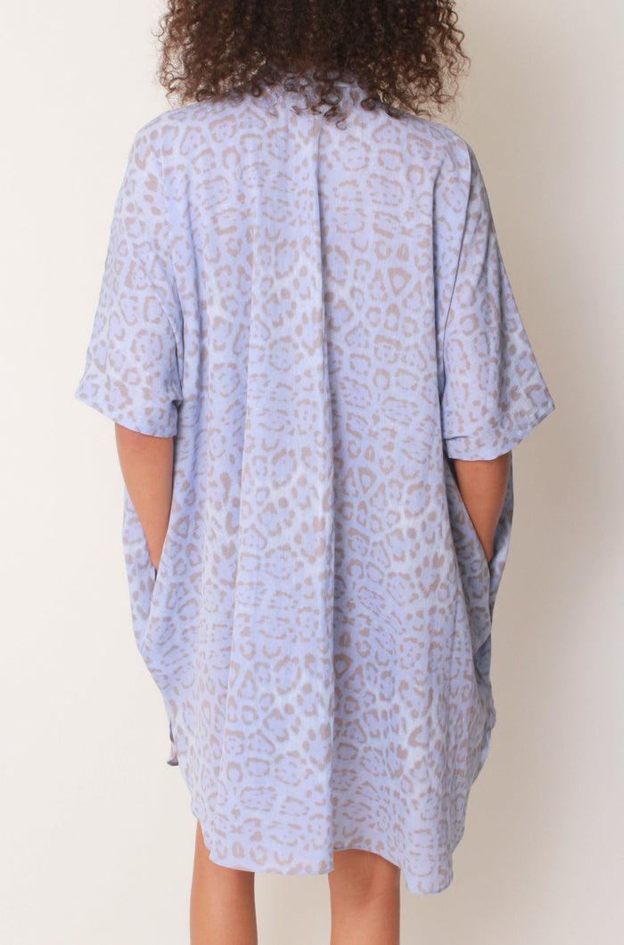 Baja East Kaftan Tunic In Pacific Jaguar Cotton Voile