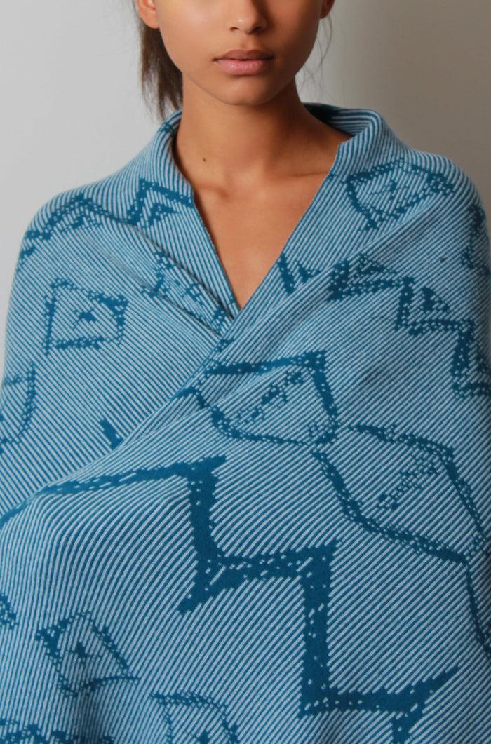 Baja East Reversible Cashmere Blanket In Ikat Graffiti