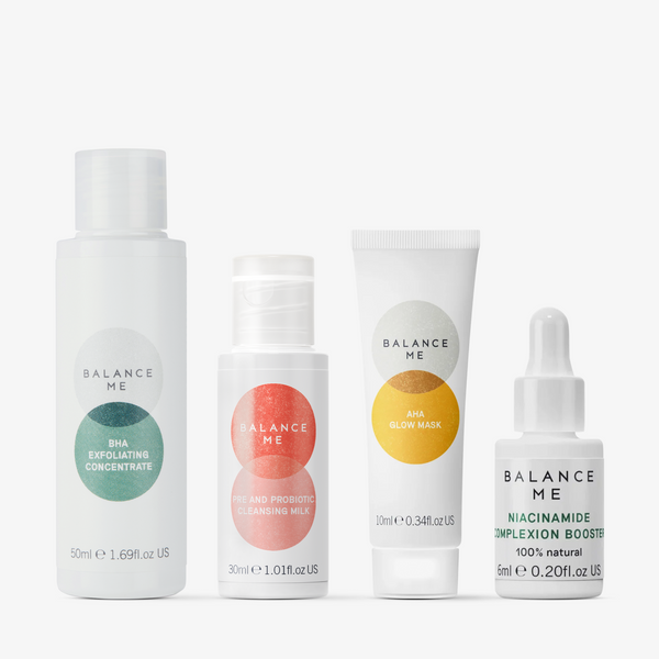 balance me Exfoliate and Brighten Mini routine