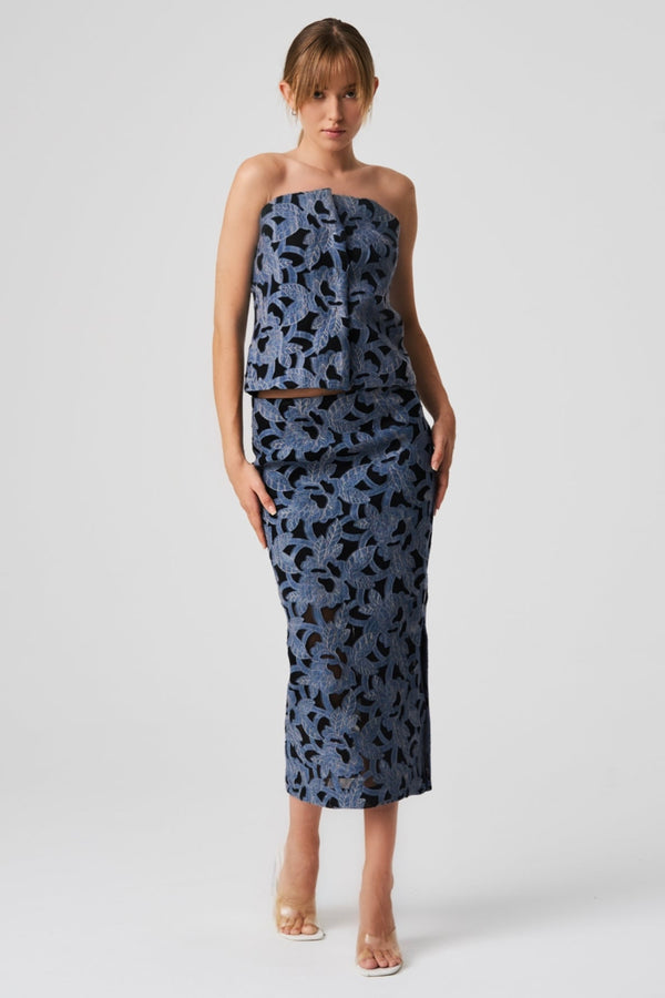 balossa TIJA SKIRT DENIM LACE