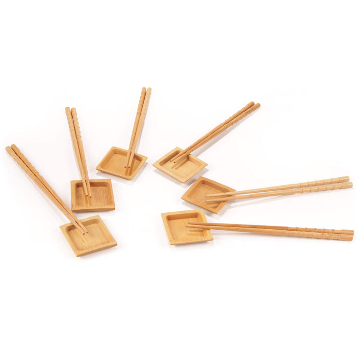 Bamboomn 6pc Sauce Dipping Dishes And Chopsticks Set