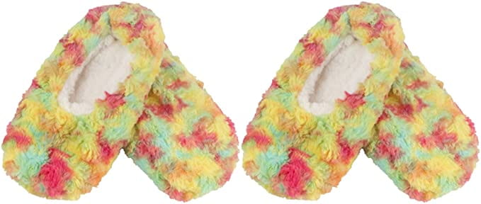 Bamboomn Adult Tie-Dye Non-Slip Lined Slippers: 2 Pairs