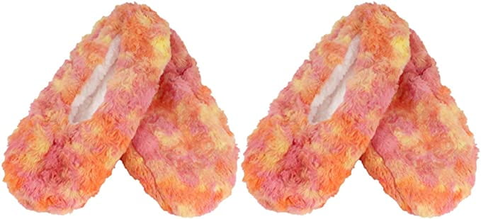 bamboomn Adult Tie-Dye Non-Slip Lined Slippers: 2 Pairs