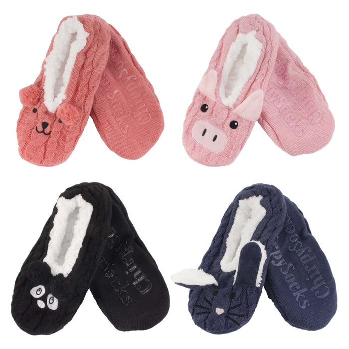 bamboomn Animal Non-Slip Lined Slippers Socks: Single Pairs