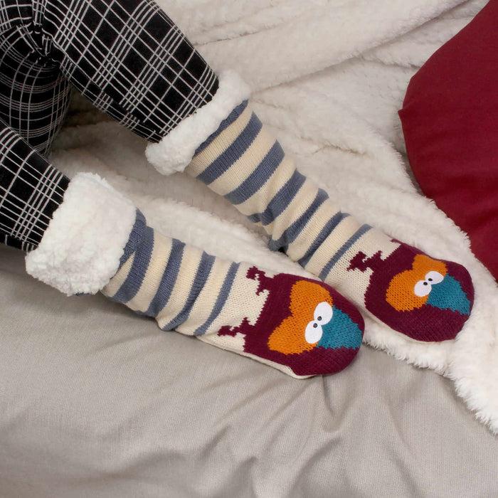 Bamboomn Animal Thermal Fleece-Lined Knitted Non-Slip Crew Socks: 3 Pairs