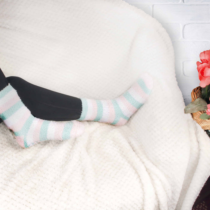 Bamboomn Assorted Fuzzy Stripe Solid Non-Slip Home Socks