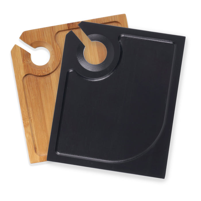 bamboomn Bamboo Appetizer Plates with Wine Glass Holder