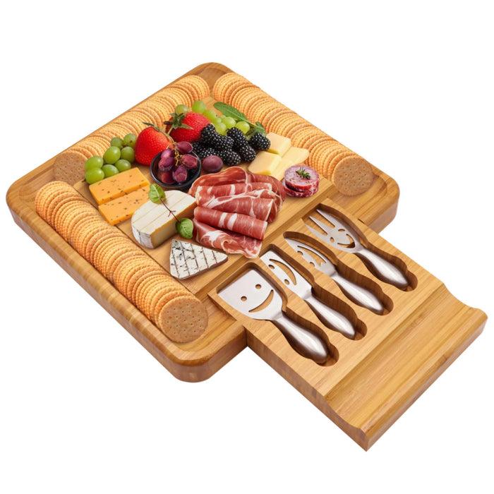 bamboomn Bamboo Cheese & Sushi Board with Cutlery Set