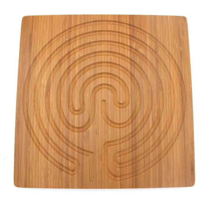bamboomn Bamboo Finger Labyrinth 12.5" x 12.5" Square 7 Circuit Cretan Style