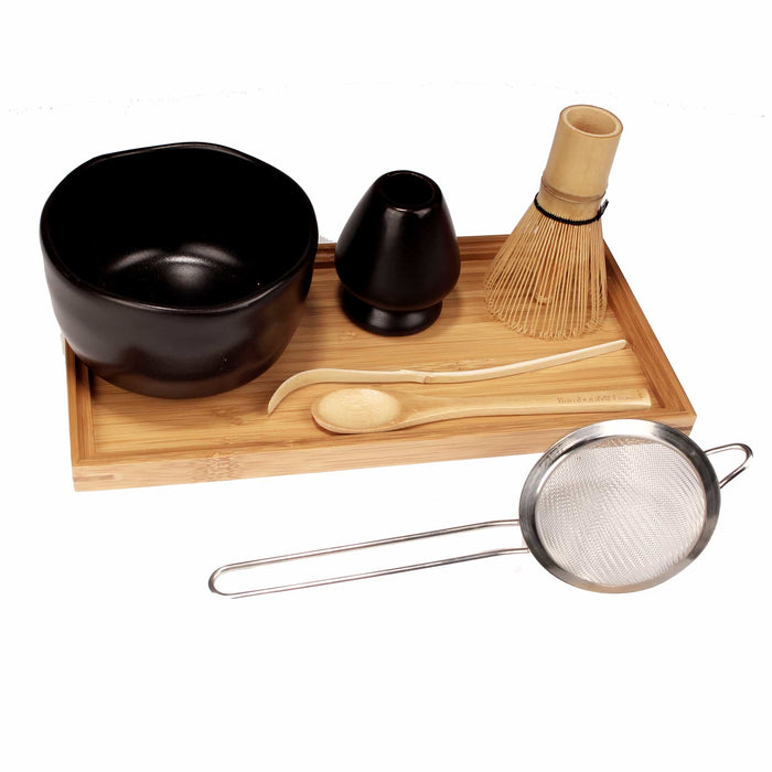 bamboomn Bamboo Matcha Green Tea Whisk Set with Tea Tray