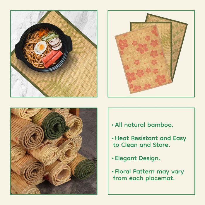 Bamboomn Bamboo Patterned Placemats With Fabric Border
