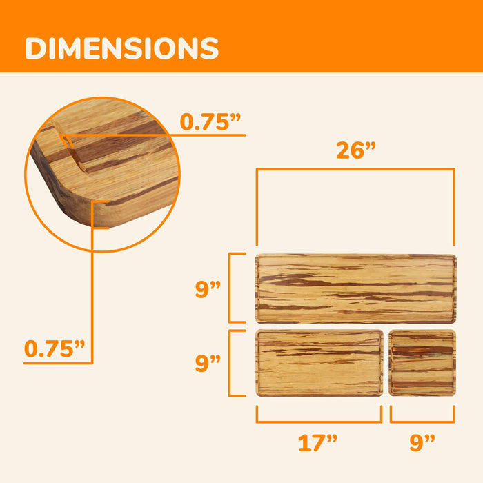 Bamboomn Bamboo Reusable Tiger Stripe Serving Trays