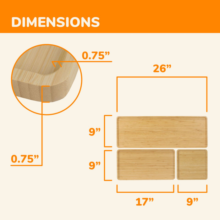Bamboomn Bamboo Reusable Vertical Grain Carbonized Brown Serving Trays
