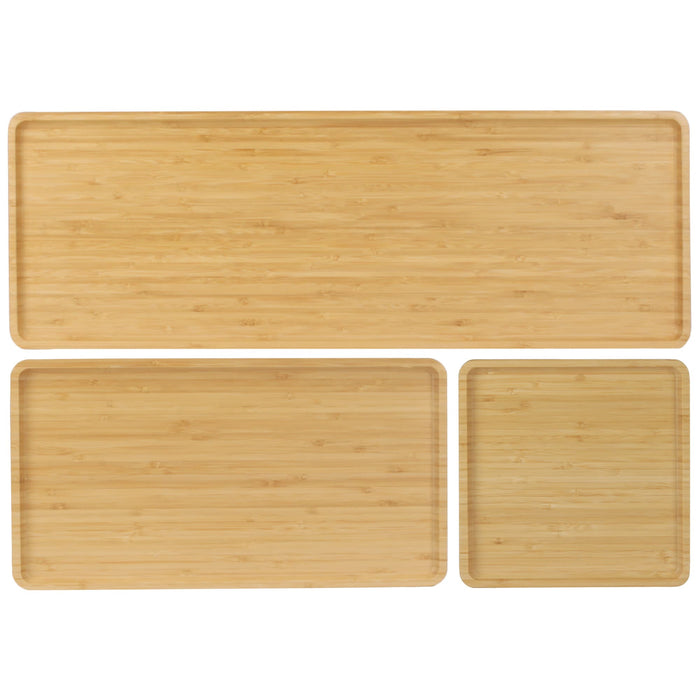 bamboomn Bamboo Reusable Vertical Grain Carbonized Brown Serving Trays