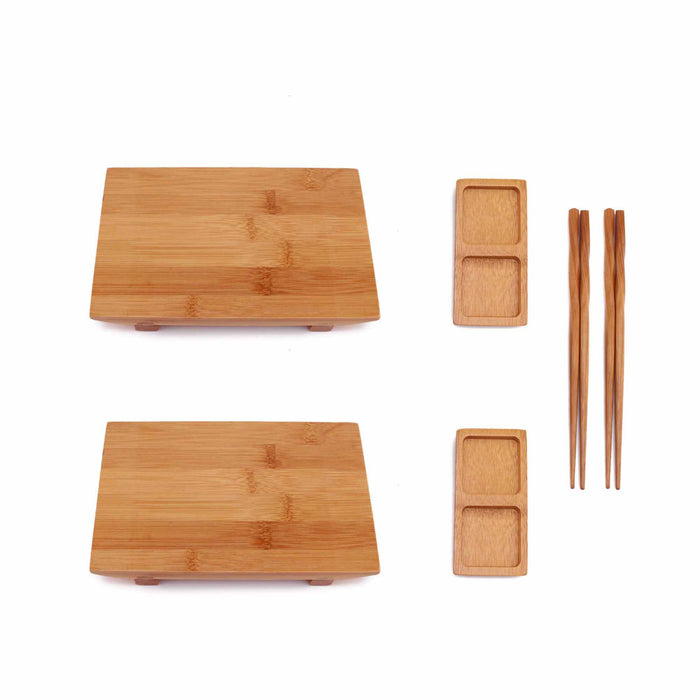 bamboomn Bamboo Sushi Board Tray Chopsticks and Compartment Sauce Dish Varies Sizes and Style