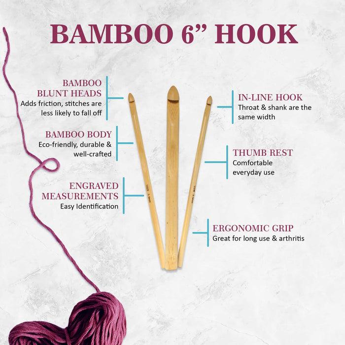 Bamboomn 11pc Bamboo Crochet Hooks Set