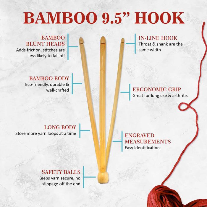 Bamboomn 11pc Bamboo Crochet Hooks Set
