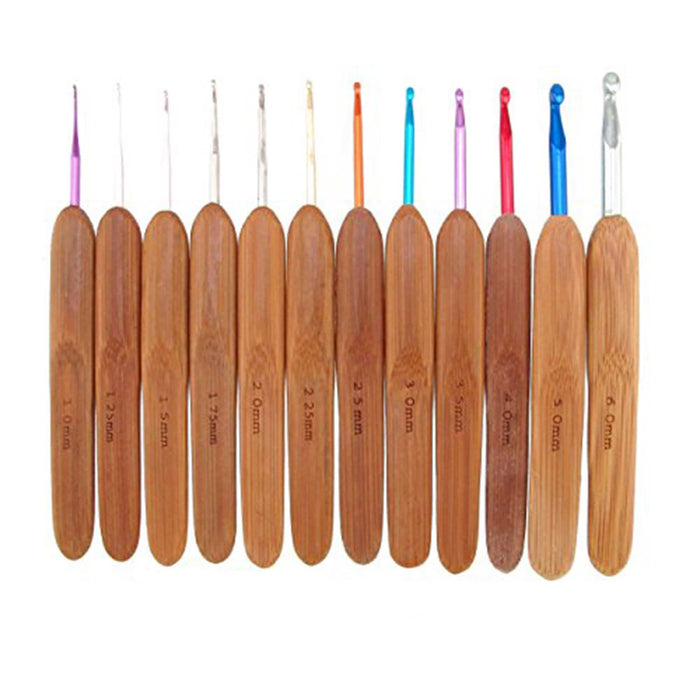 bamboomn 12pc Steel Bamboo Crochet Hook Sets