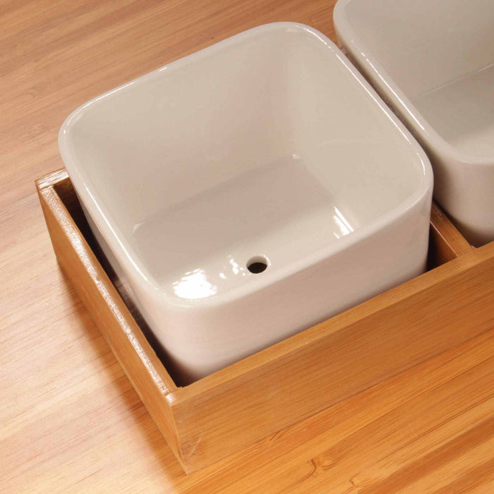 Bamboomn 3 Square Succulent Plant Pots With Tray