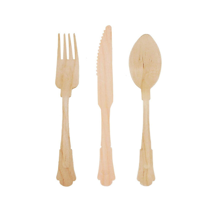 bamboomn 8" Disposable Pine Flatware