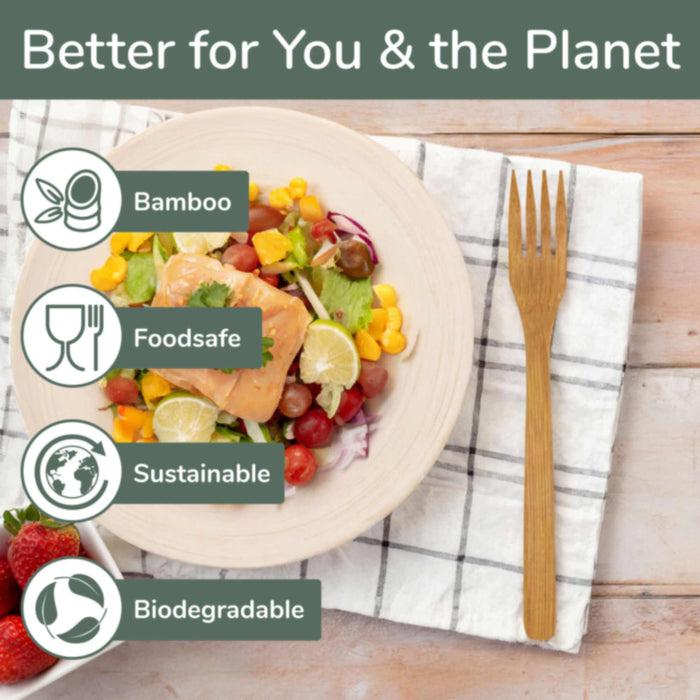 Bamboomn 8" Reusable Bamboo Dinner Utensils