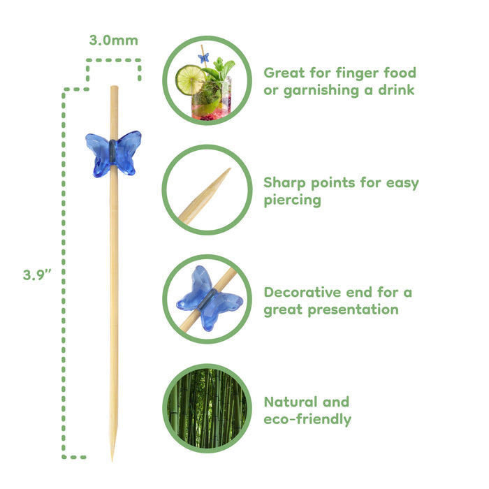 Bamboomn Acrylic Butterfly Bamboo Food Picks