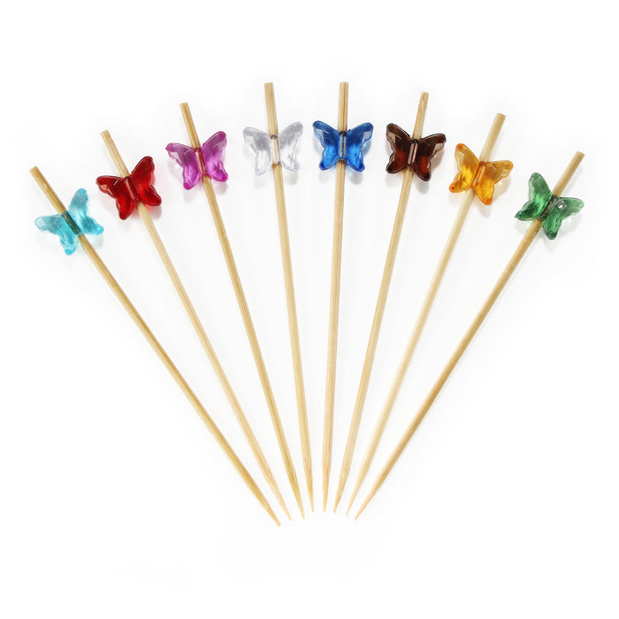 bamboomn Acrylic Butterfly Bamboo Food Picks