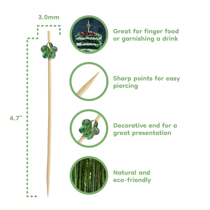Bamboomn Acrylic Flower Bamboo Food Picks