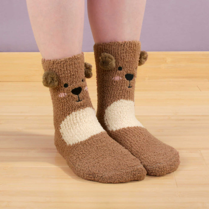 Bamboomn Animal Non-Slip Fuzzy Crew Socks
