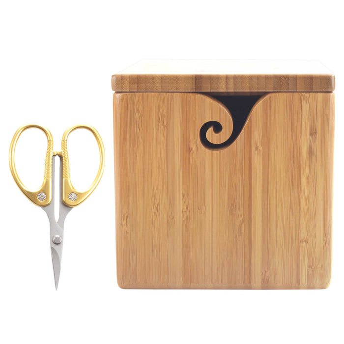 bamboomn Bamboo Yarn Box & Embroidery Scissor Combo