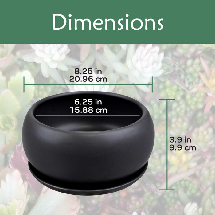 Bamboomn Ceramic Black Round Plant Bowl Pot