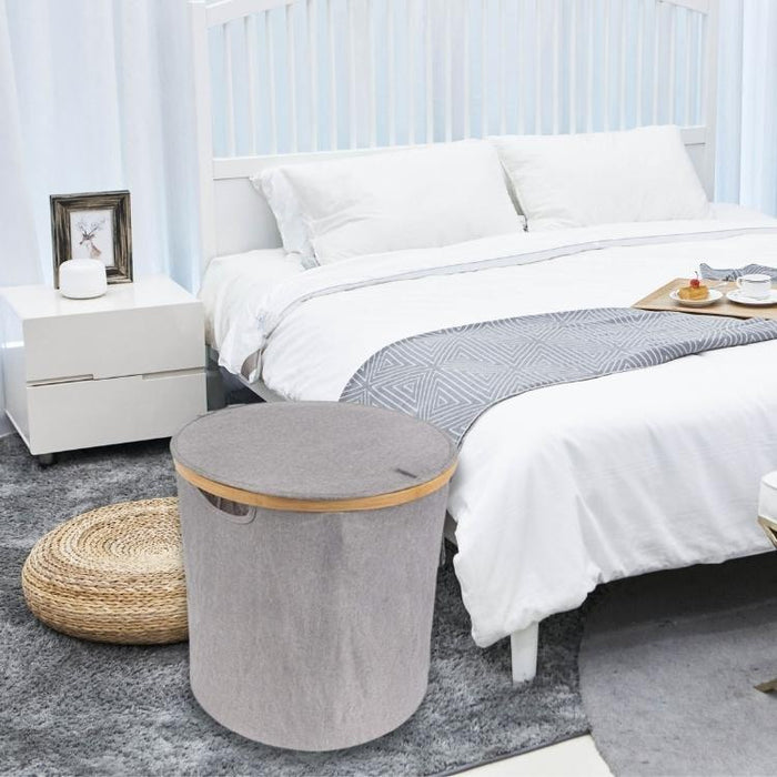 Bamboomn Circular Medium Bamboo Hampers With Lid